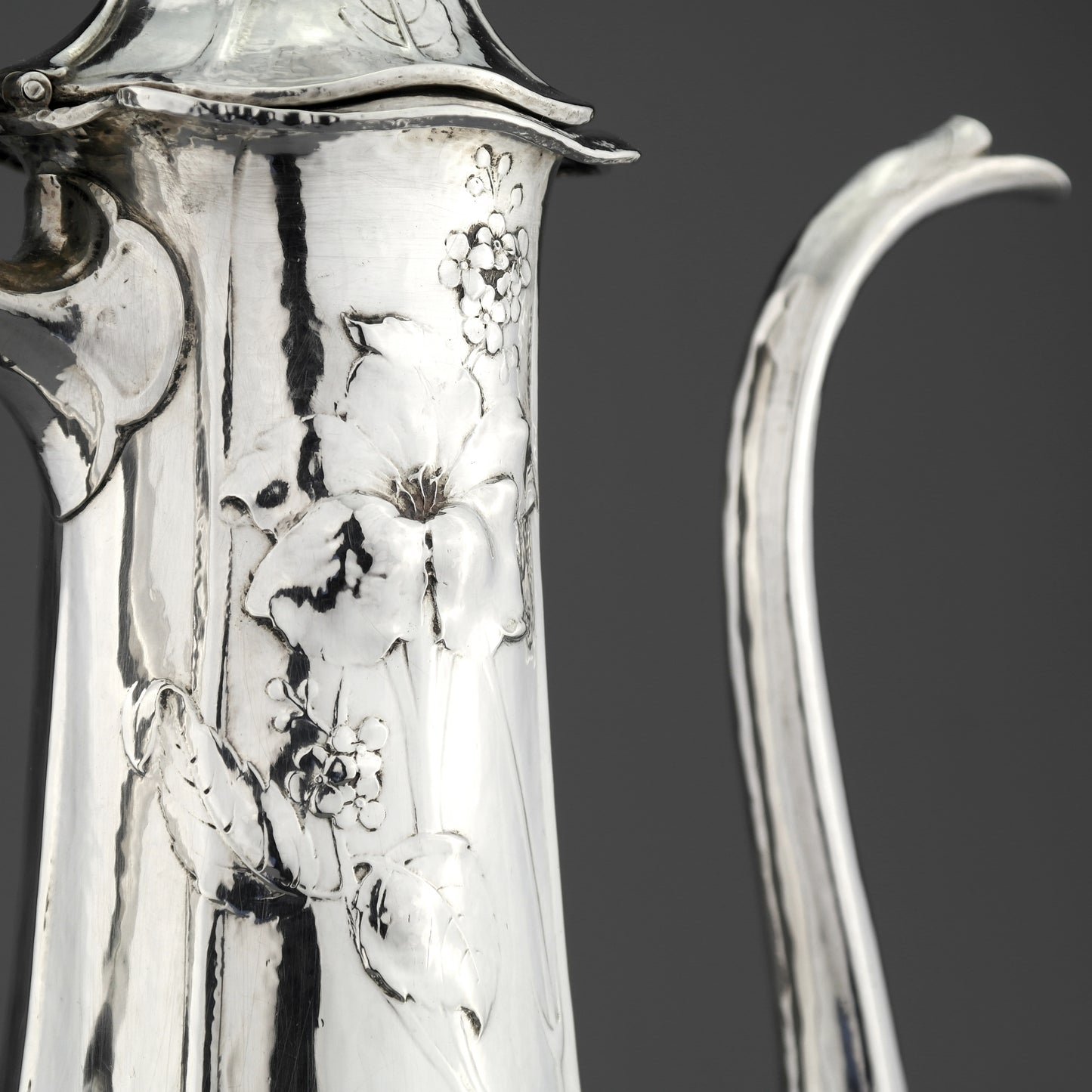 Rare Gorham Martele Antique Solid Sterling Silver Art Nouveau Coffee Pot. M/LX