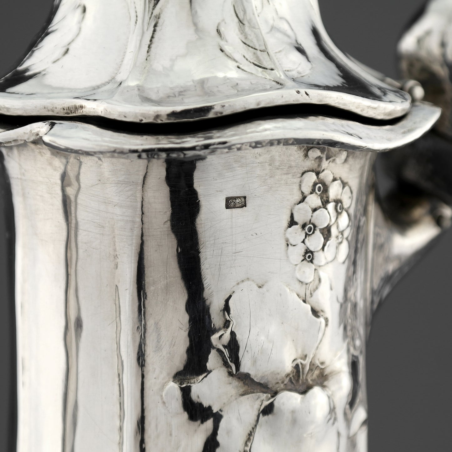 Rare Gorham Martele Antique Solid Sterling Silver Art Nouveau Coffee Pot. M/LX