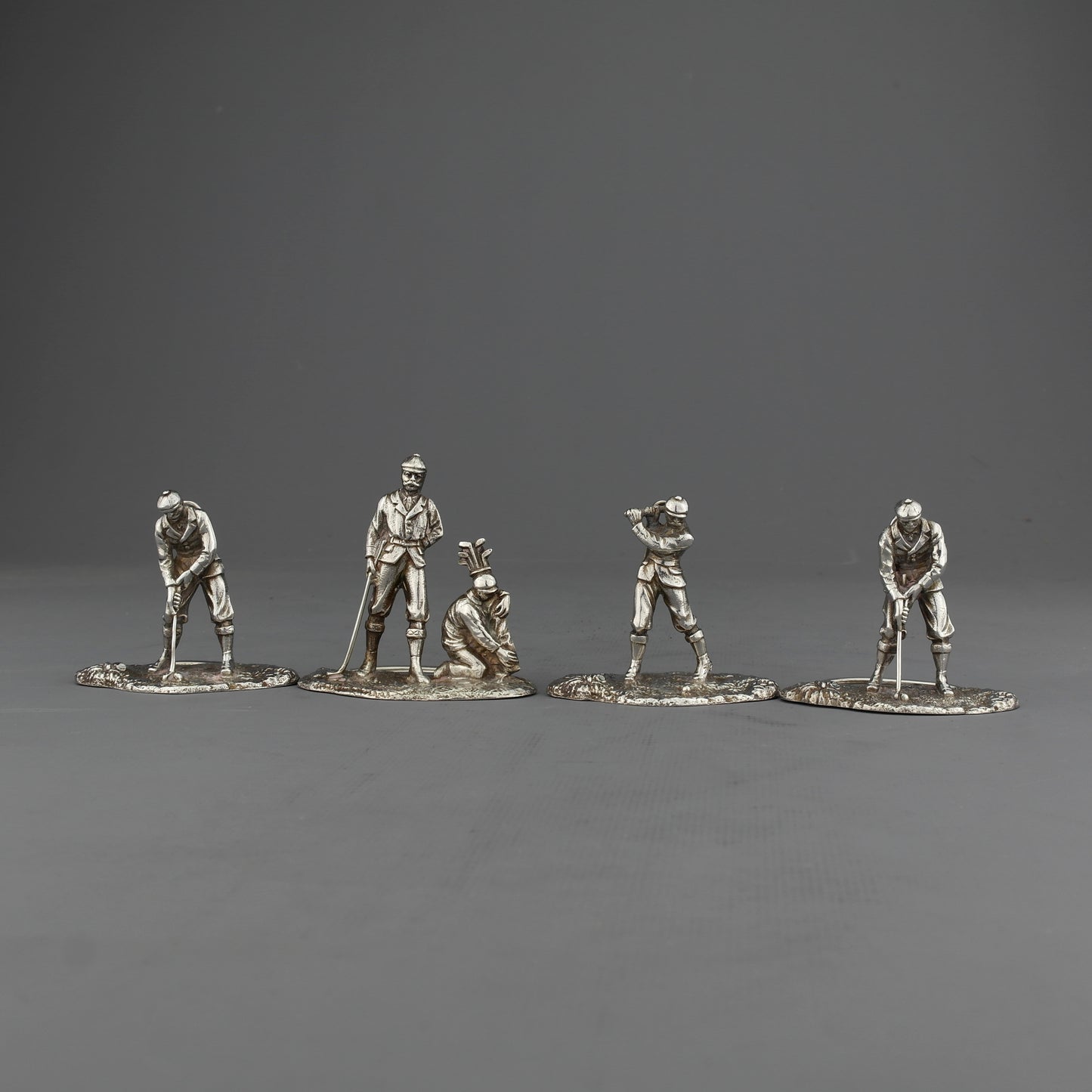 Rare Novelty Antique Solid Sterling Silver Golf Menu Holders. London, 1897.