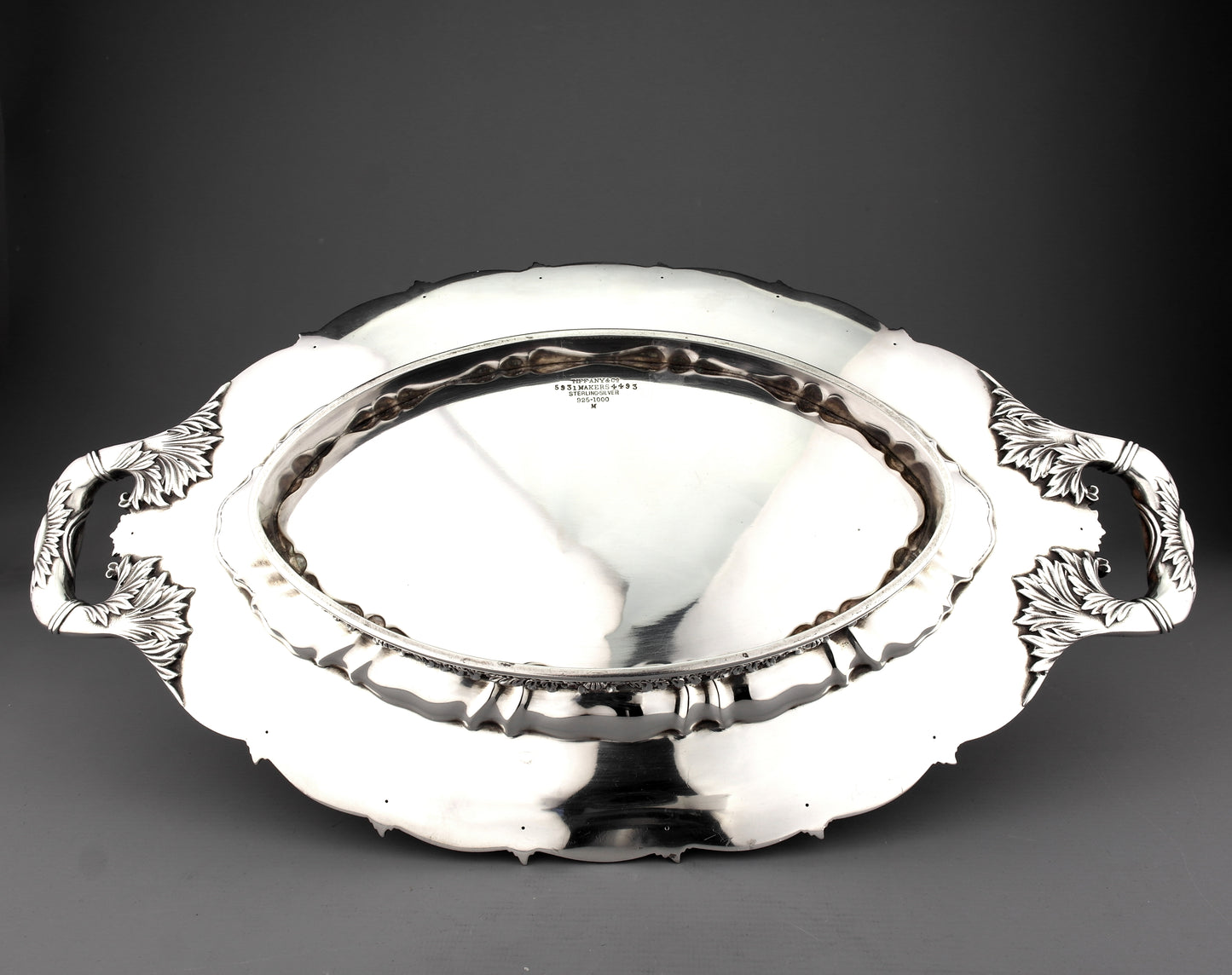 Ornate Tiffany Solid Sterling Silver Salver / Tray. Chrysanthemum Pattern.