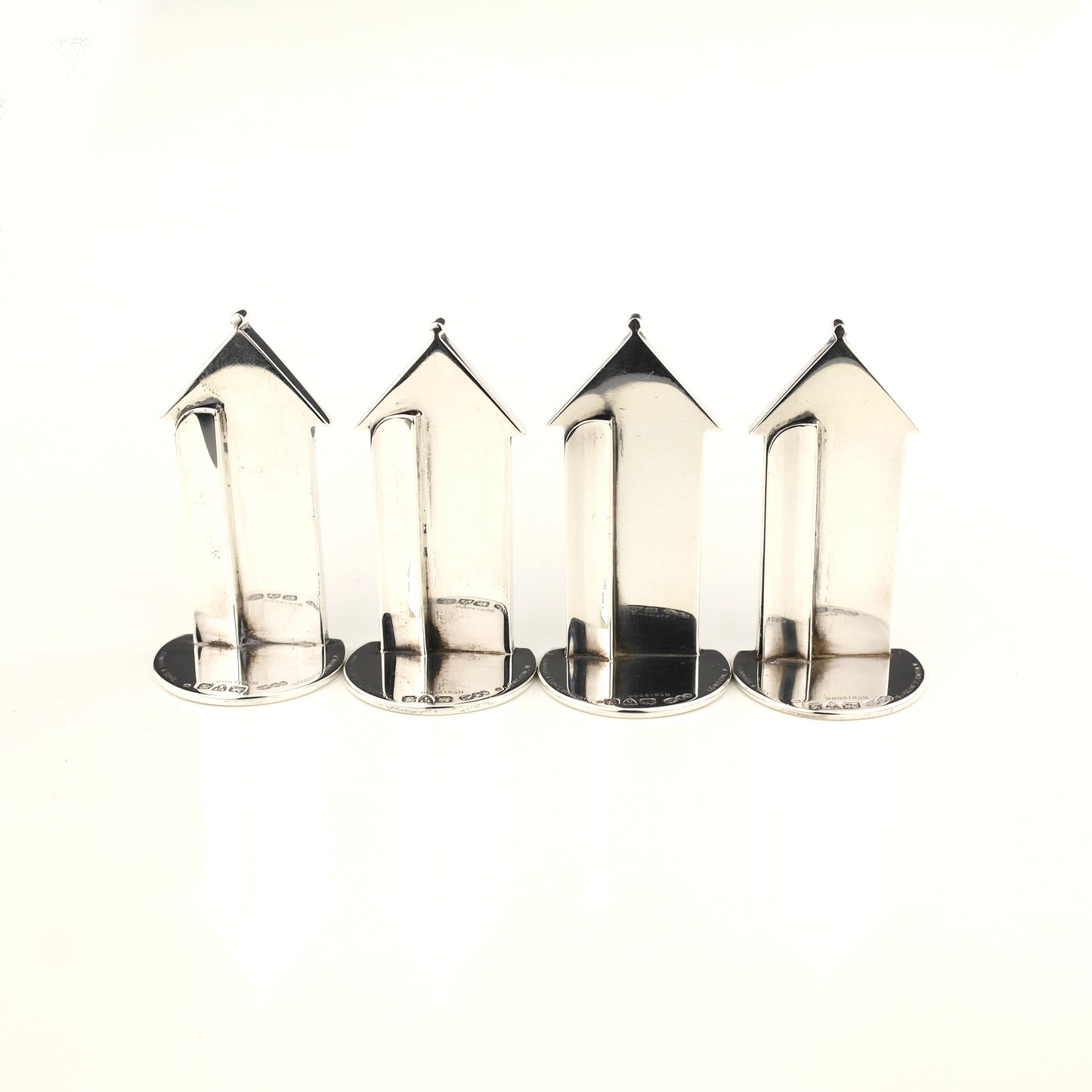 RARE Antique Novelty Solid Sterling Silver Sentry Menu Holders. Sampson Mordan.