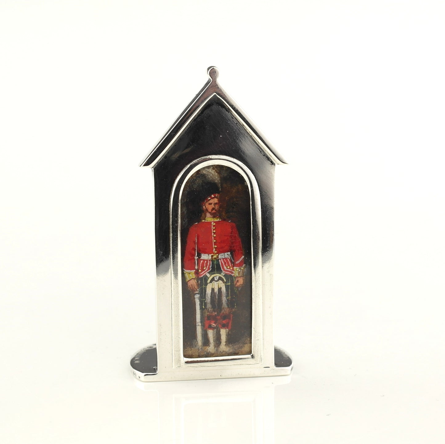 RARE Antique Novelty Solid Sterling Silver Sentry Menu Holders. Sampson Mordan.