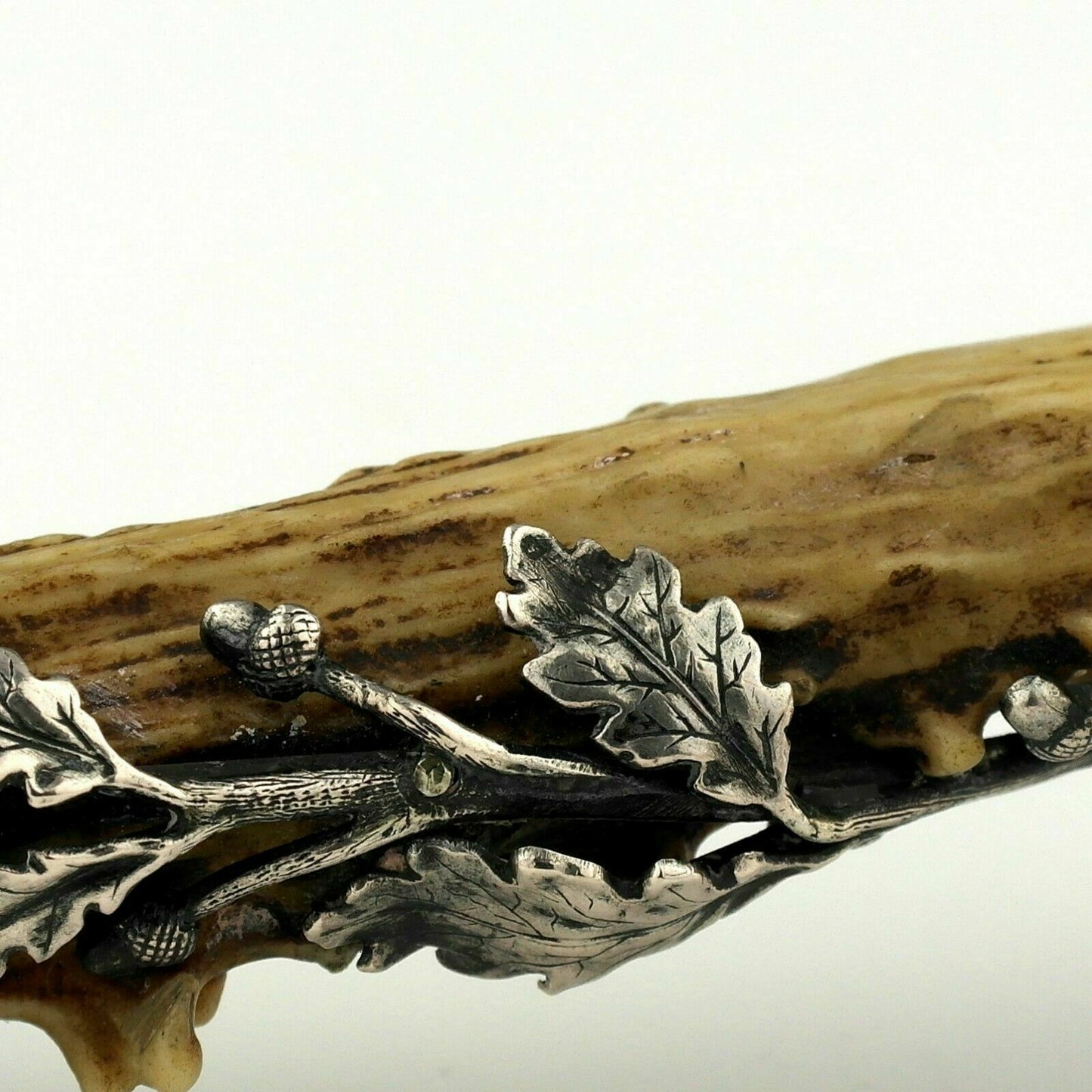 Antique Austrian Solid Silver & Stag Antler Cigar Cutter & Ashtray - Circa. 1900