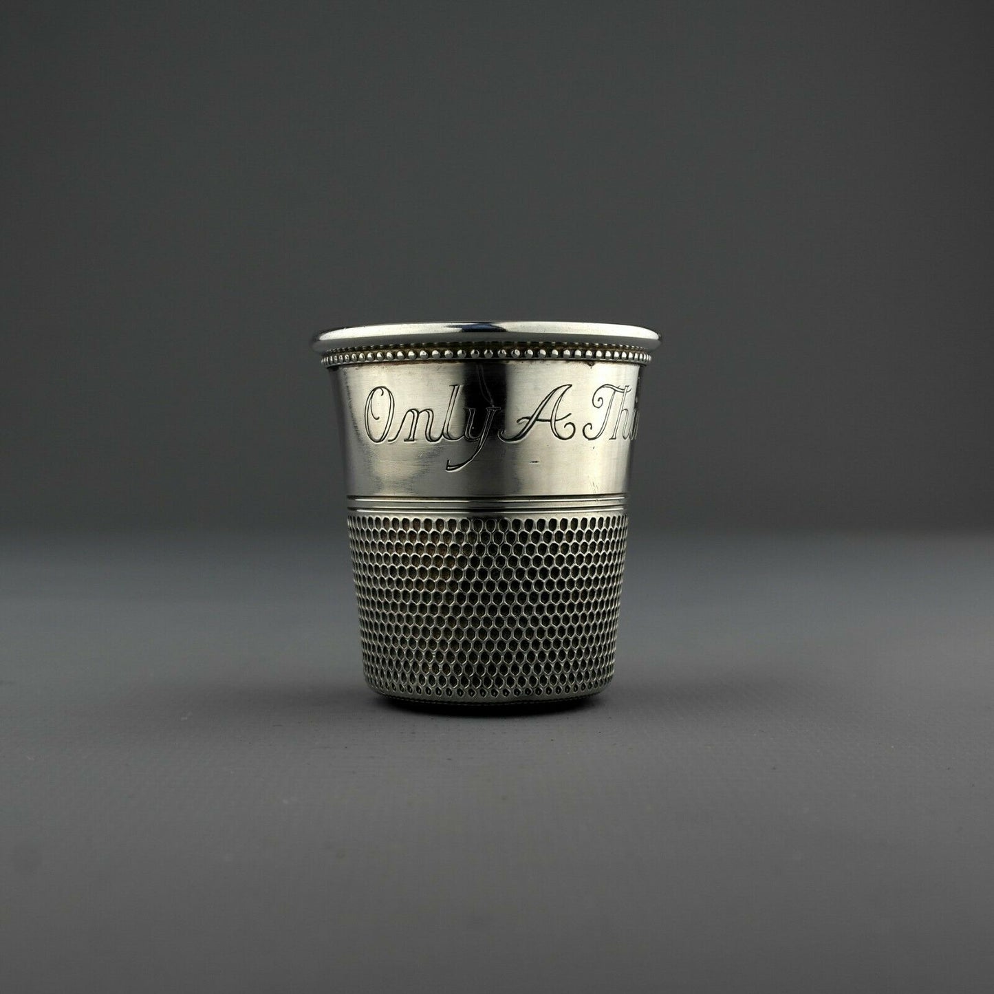 Antique American Solid Sterling Silver Only A Thimble Full Spirit Measure Jigger -Thomae