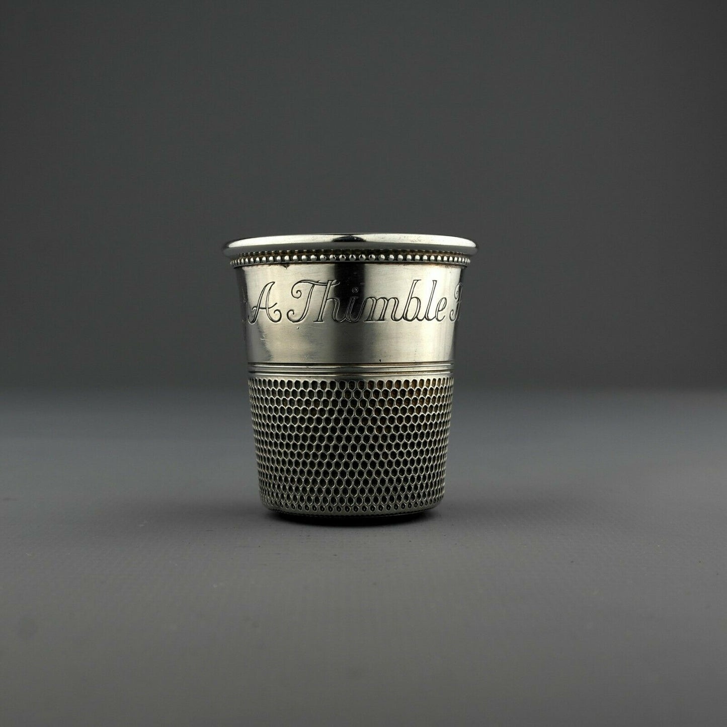 Antique American Solid Sterling Silver Only A Thimble Full Spirit Measure Jigger -Thomae