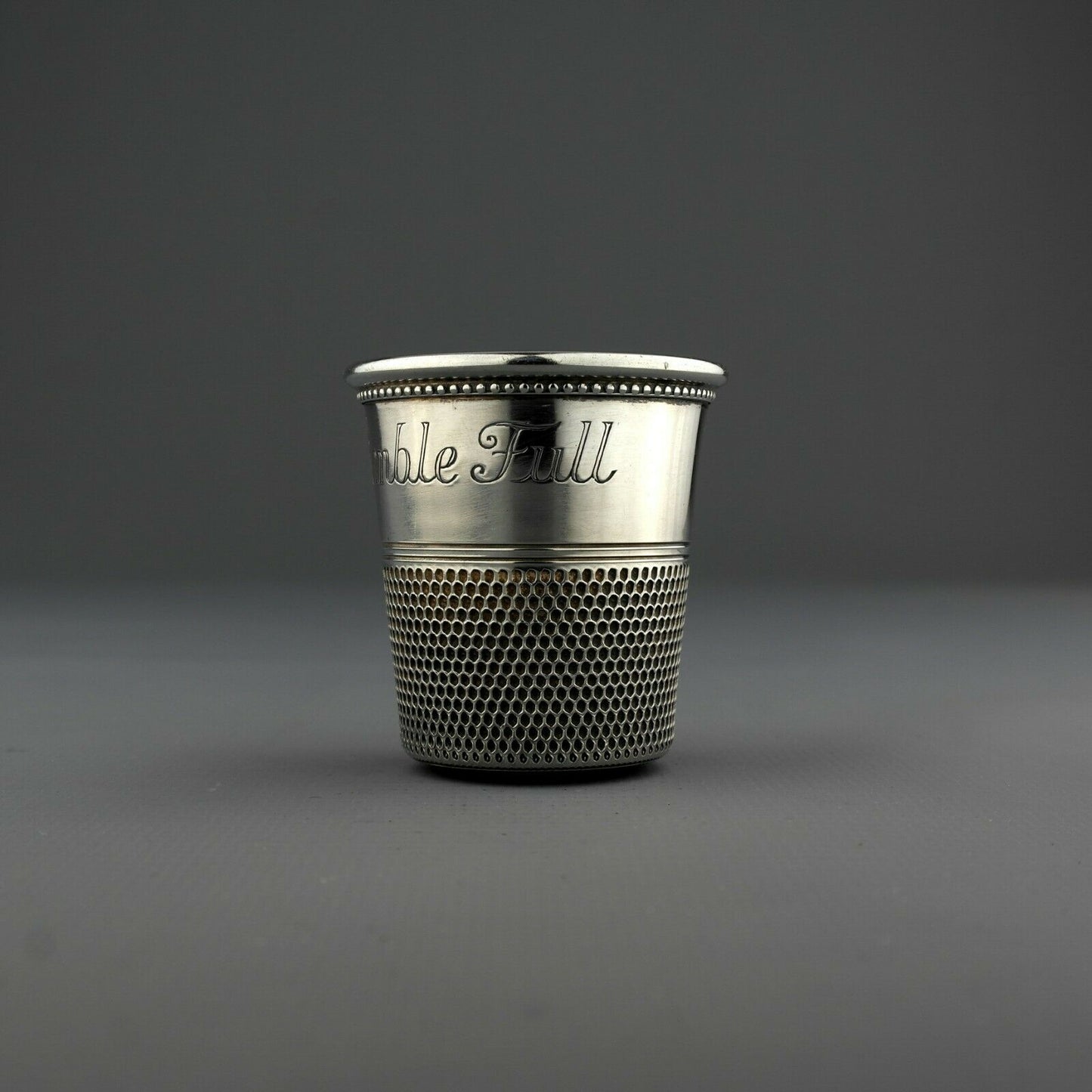 Antique American Solid Sterling Silver Only A Thimble Full Spirit Measure Jigger -Thomae