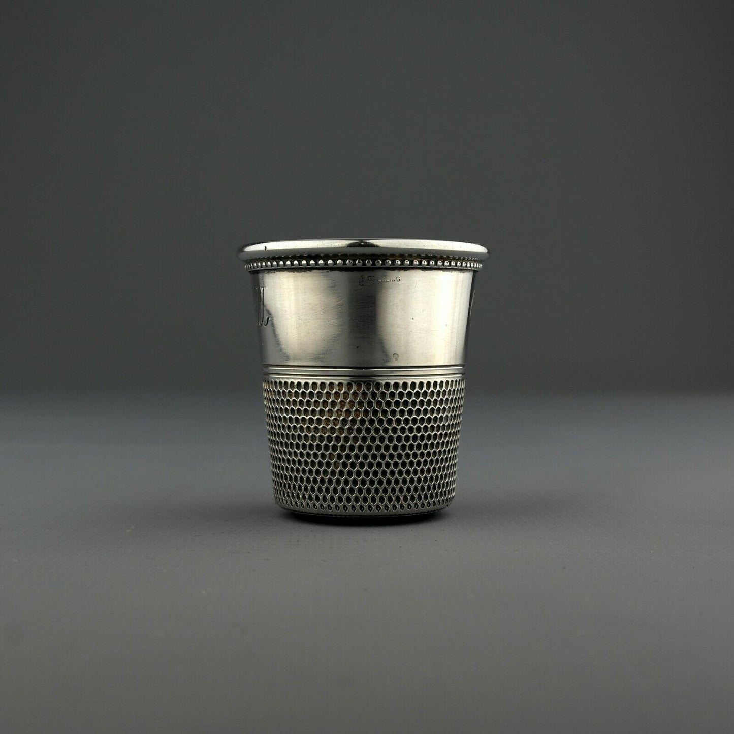 Antique American Solid Sterling Silver Only A Thimble Full Spirit Measure Jigger -Thomae