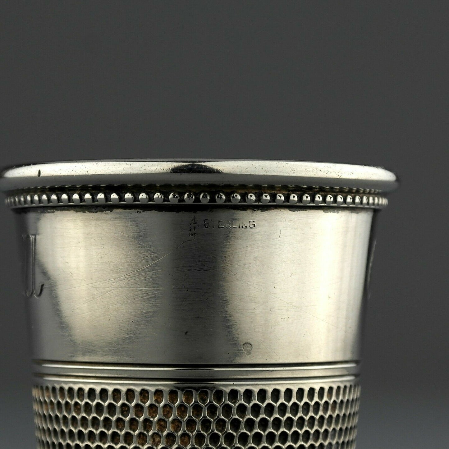 Antique American Solid Sterling Silver Only A Thimble Full Spirit Measure Jigger -Thomae