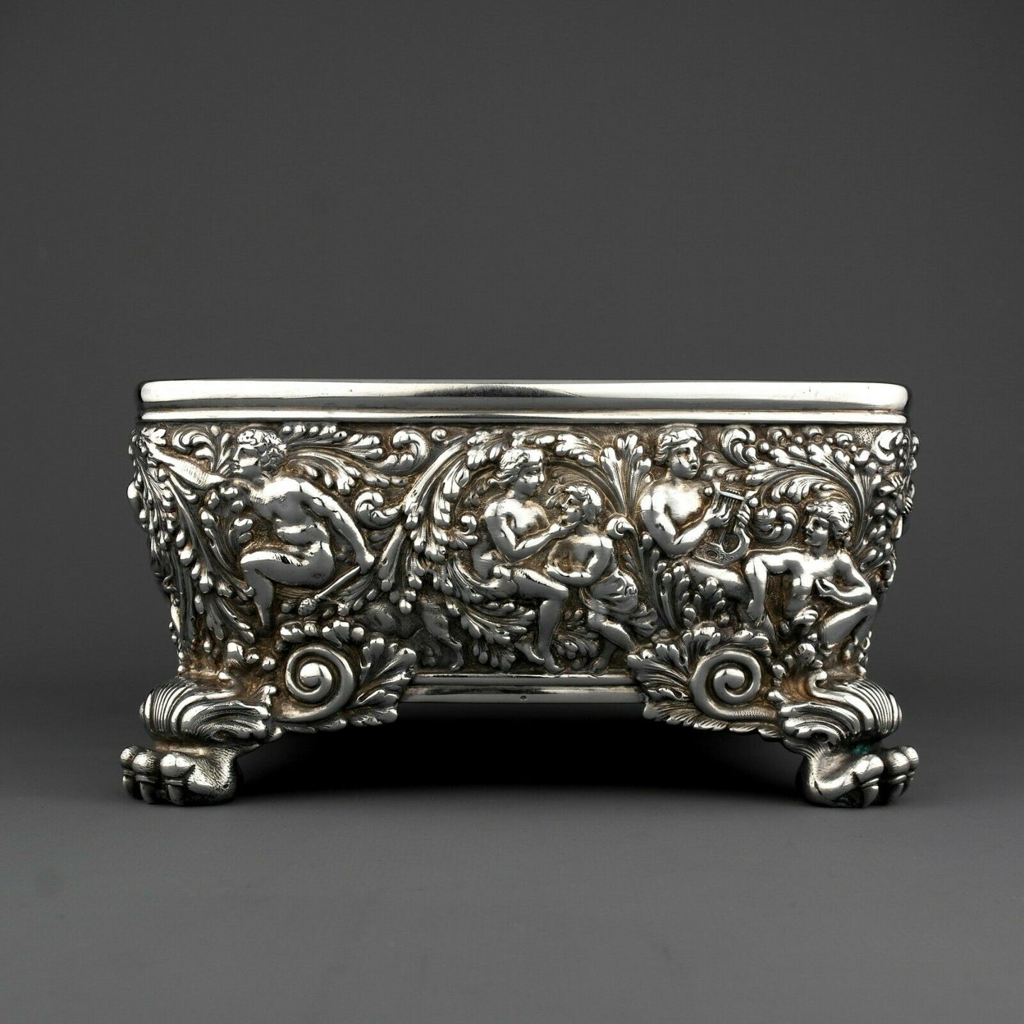 Ornate Antique Tiffany Solid Sterling Silver Bowl. Olympian Pattern. Circa 1880.
