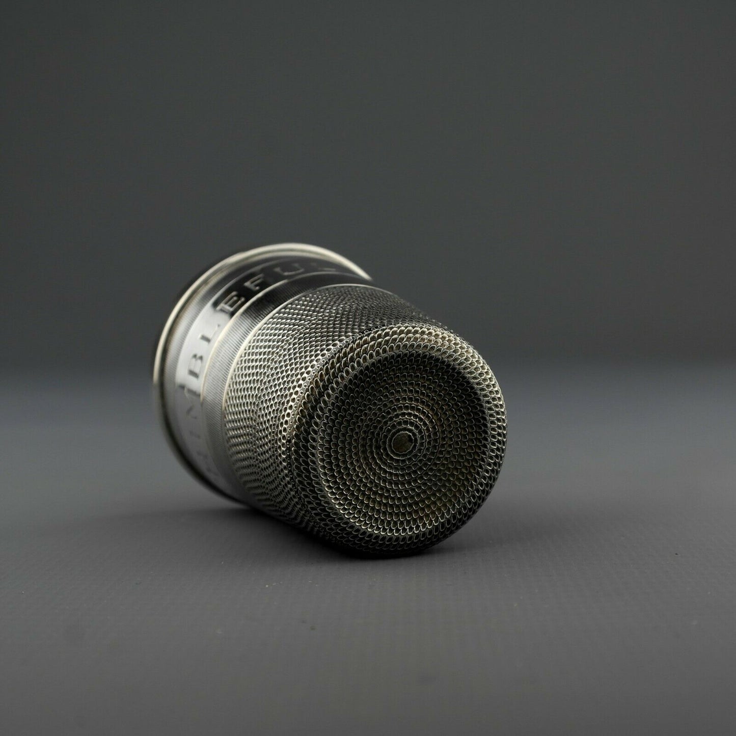 Antique Novelty Solid Sterling Silver JUST A THIMBLE FULL Spirit Measure / Cup