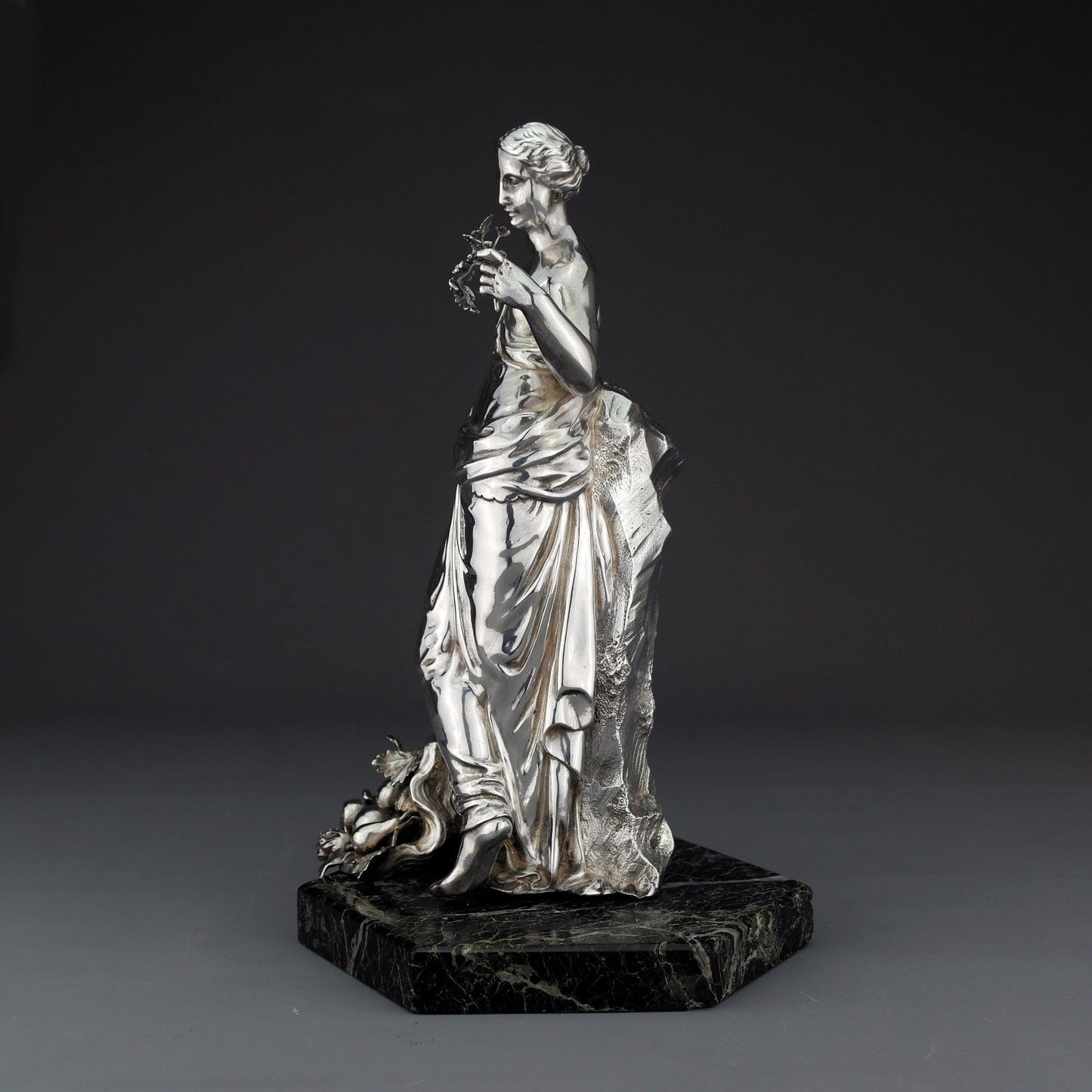 Antique Victorian Solid Sterling Silver Statue, John Samuel Hunt, London 1855