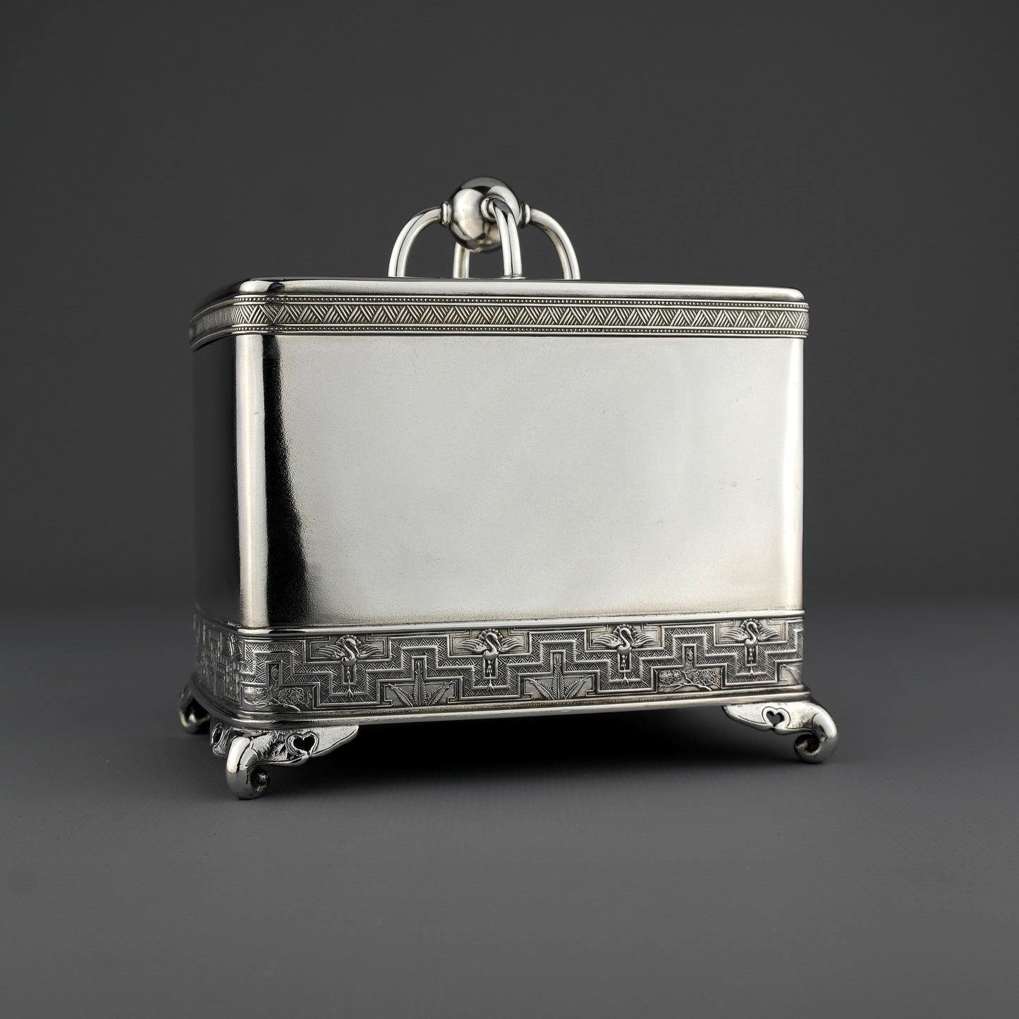 Tiffany & Co. Japanese Solid Sterling Silver Tea Caddy.