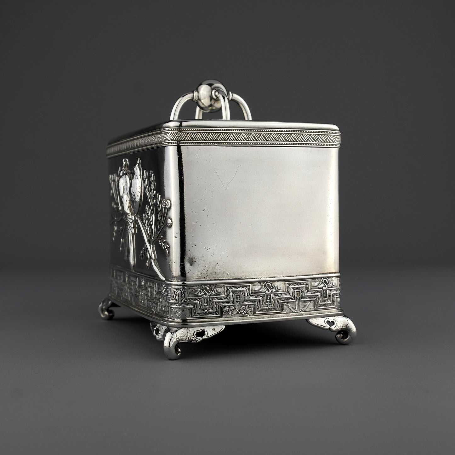 Tiffany & Co. Japanese Solid Sterling Silver Tea Caddy.