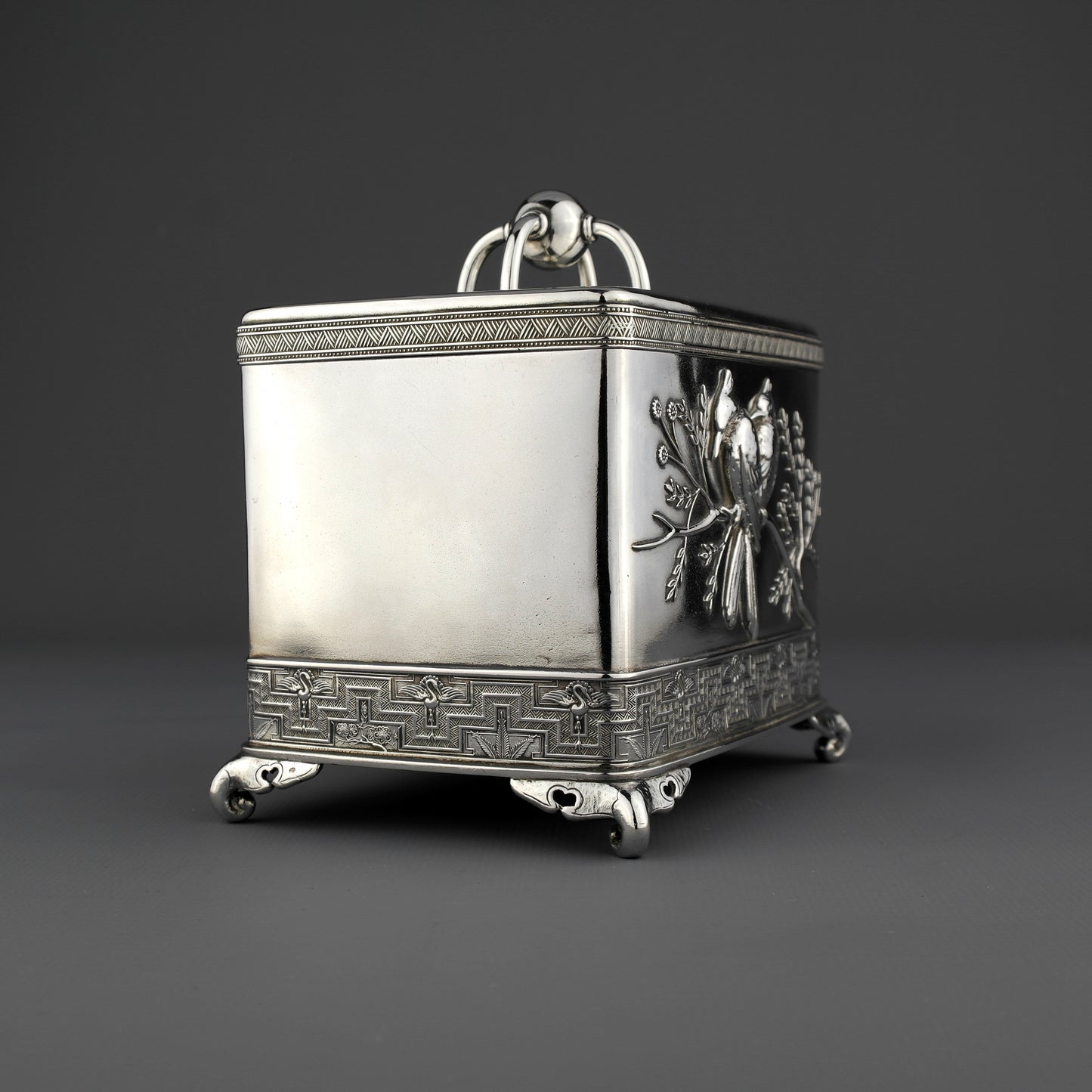 Tiffany & Co. Japanese Solid Sterling Silver Tea Caddy.