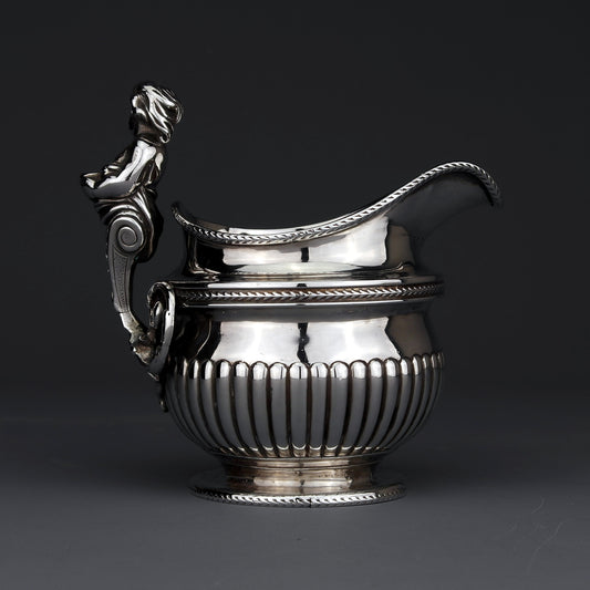 Antique George III Solid Sterling Silver Cream Jug, Solomon Hougham, London 1802