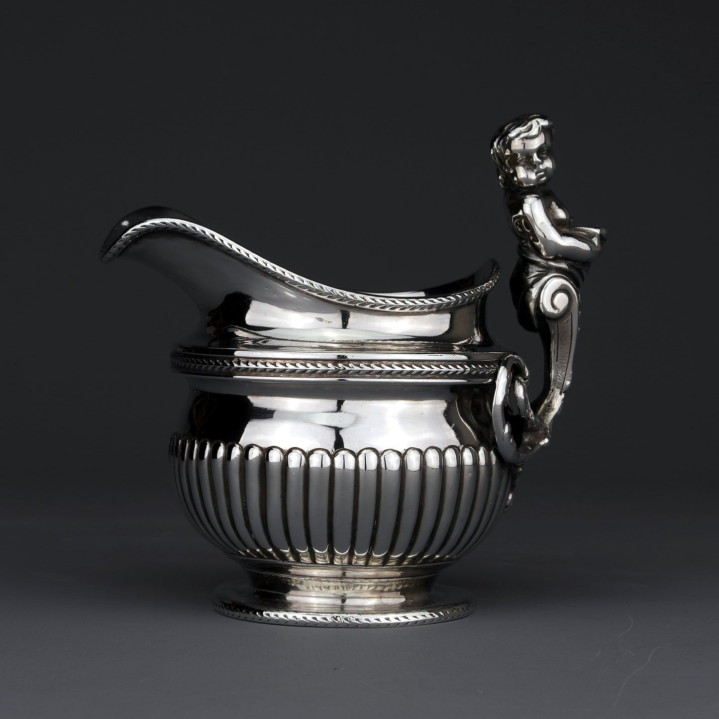 Antique George III Solid Sterling Silver Cream Jug, Solomon Hougham, London 1802