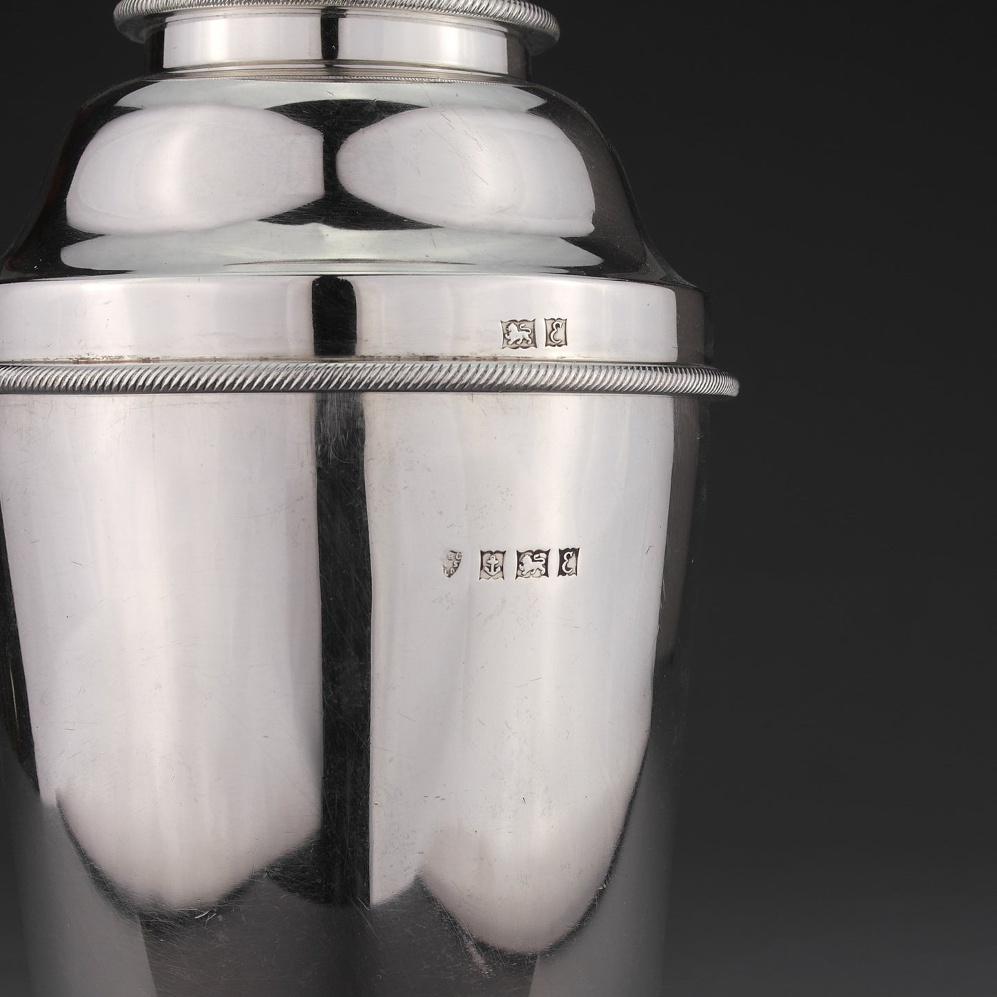 Art Deco Style Solid Sterling Silver Cocktail Shaker, Birmingham 1954, 435g