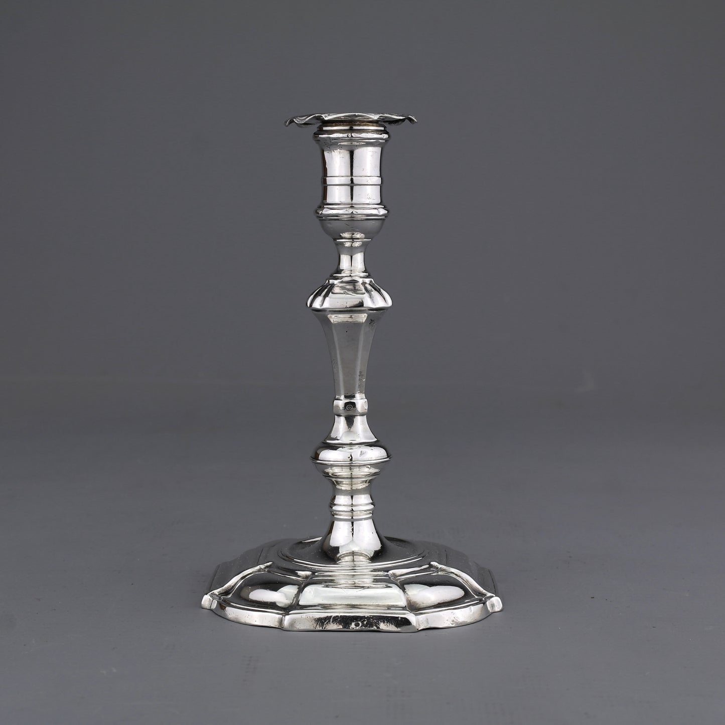 Antique Solid Sterling Silver George II Taperstick. John Bird, London 1728.