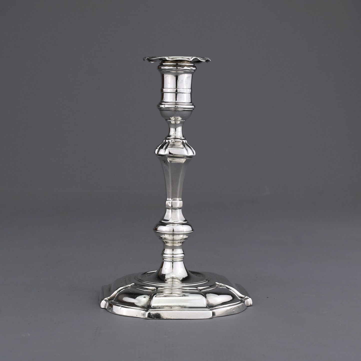 Antique Solid Sterling Silver George II Taperstick. John Bird, London 1728.