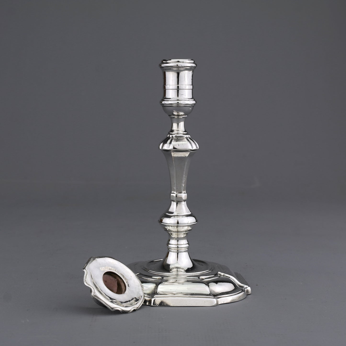 Antique Solid Sterling Silver George II Taperstick. John Bird, London 1728.