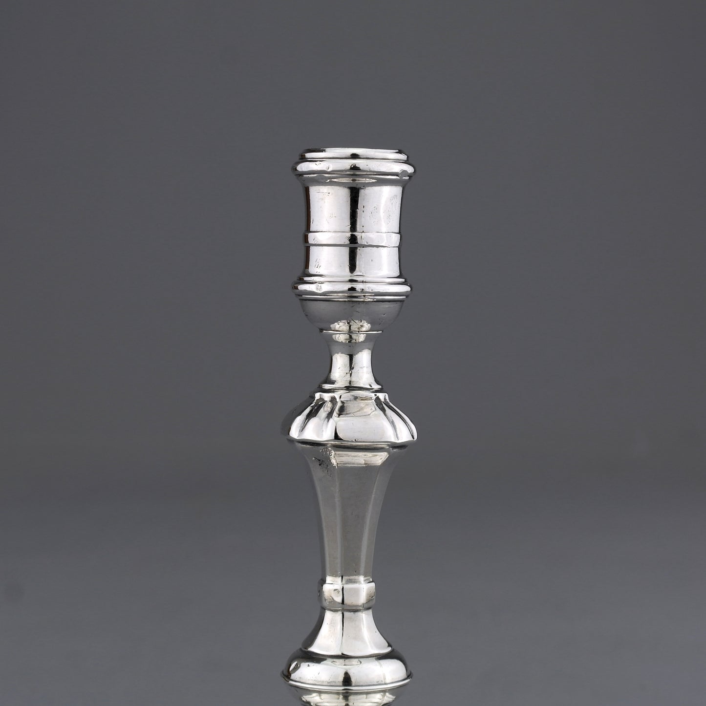 Antique Solid Sterling Silver George II Taperstick. John Bird, London 1728.