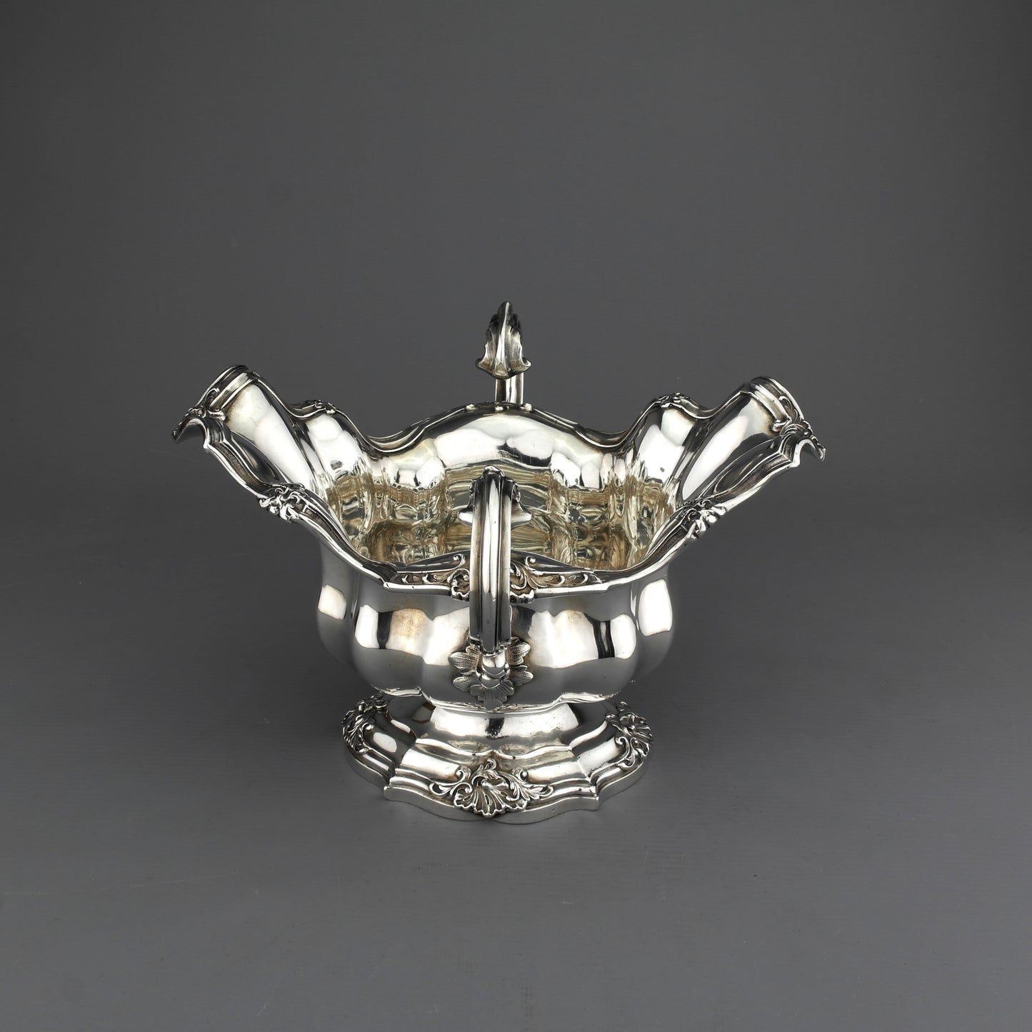 Antique Solid Sterling Silver Double Sauce Boat. Robert Garrard, 1842. 800 g.