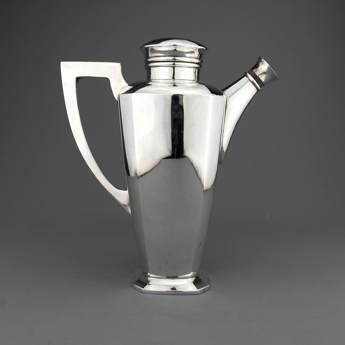 Antique Art Deco German Solid Sterling Silver Cocktail Shaker.