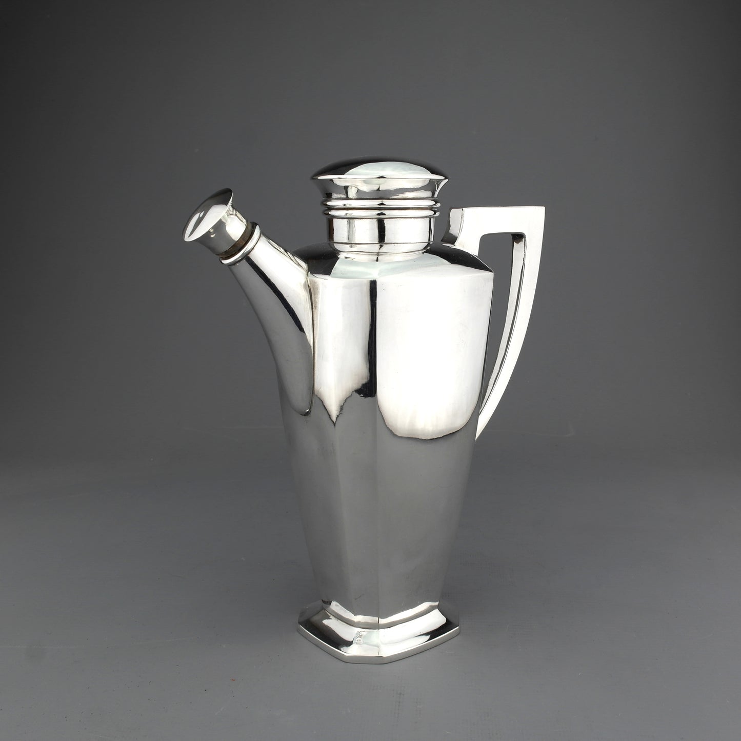 Antique Art Deco German Solid Sterling Silver Cocktail Shaker.