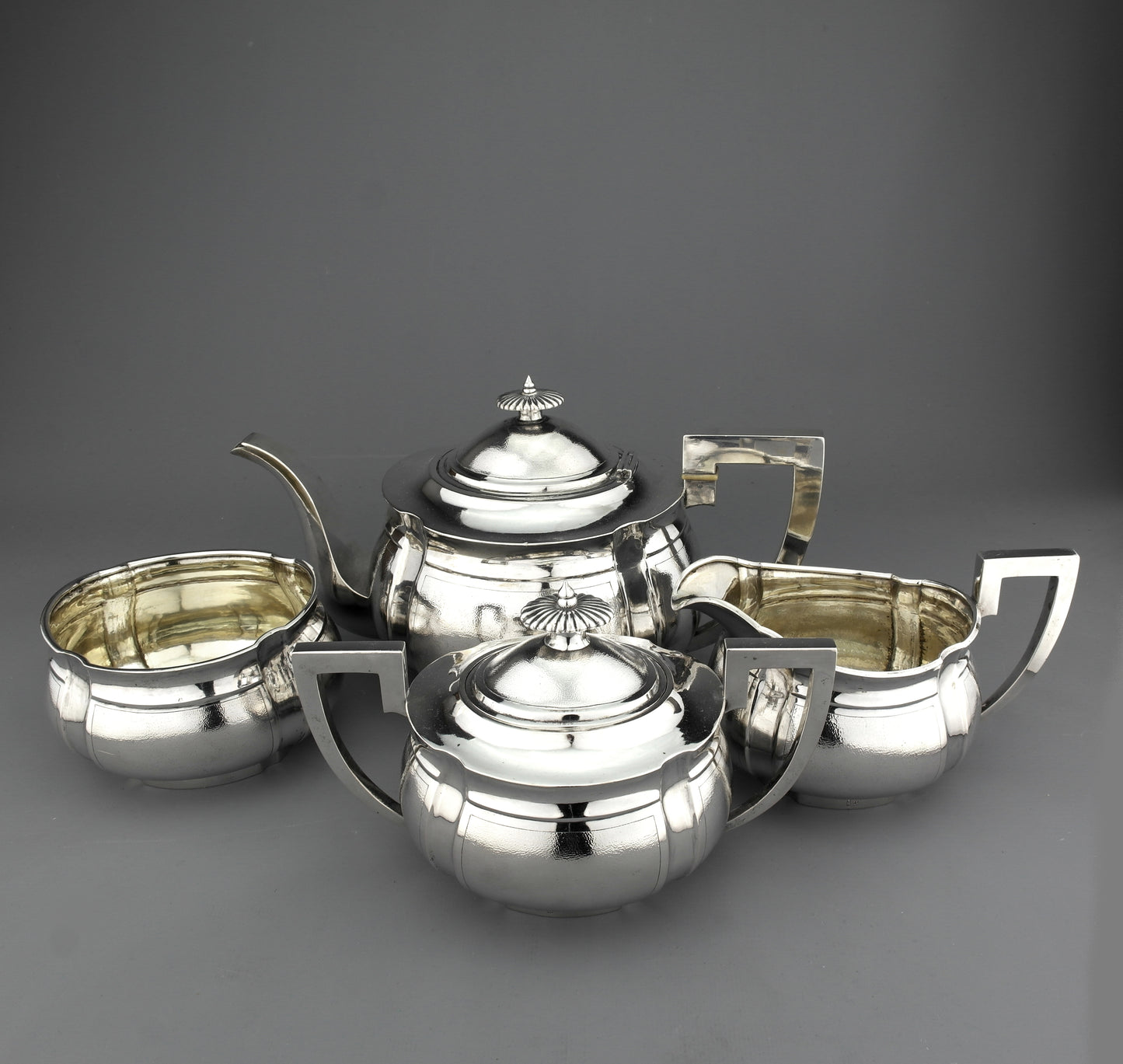 Antique Chinese Export Solid Sterling Silver Teapot / Tea Set