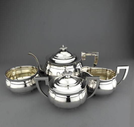 Antique Chinese Export Solid Sterling Silver Teapot / Tea Set