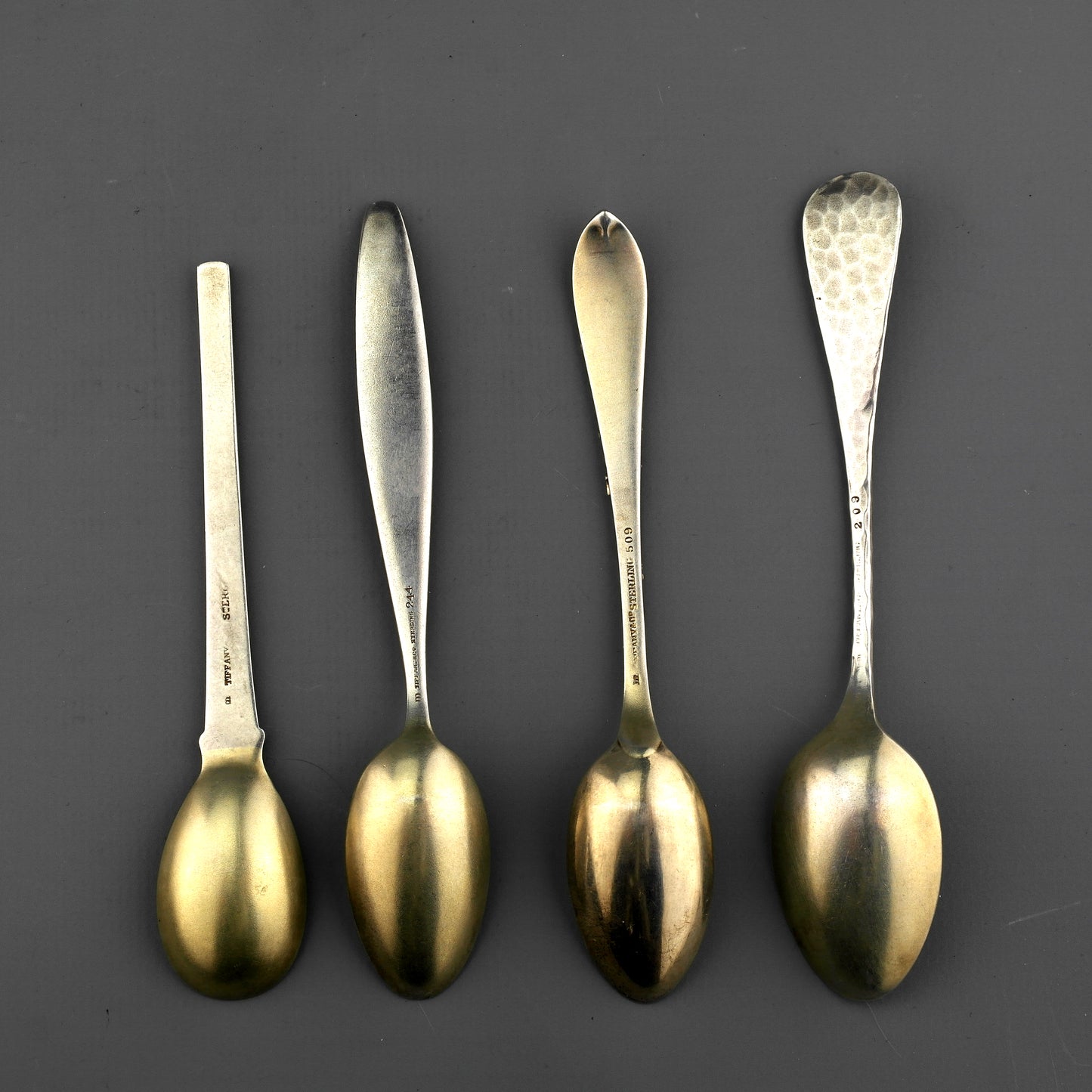 12 Antique Tiffany Solid Sterling Silver Japanese Mixed Metal Mokume Tea Spoons