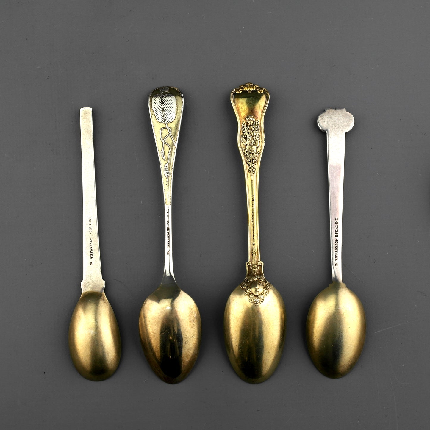 12 Antique Tiffany Solid Sterling Silver Japanese Mixed Metal Mokume Tea Spoons