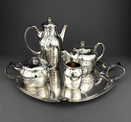 Antique Ornate Christofle / Gallia Silver Plated Tea / Coffee Set. Art Nouveau.