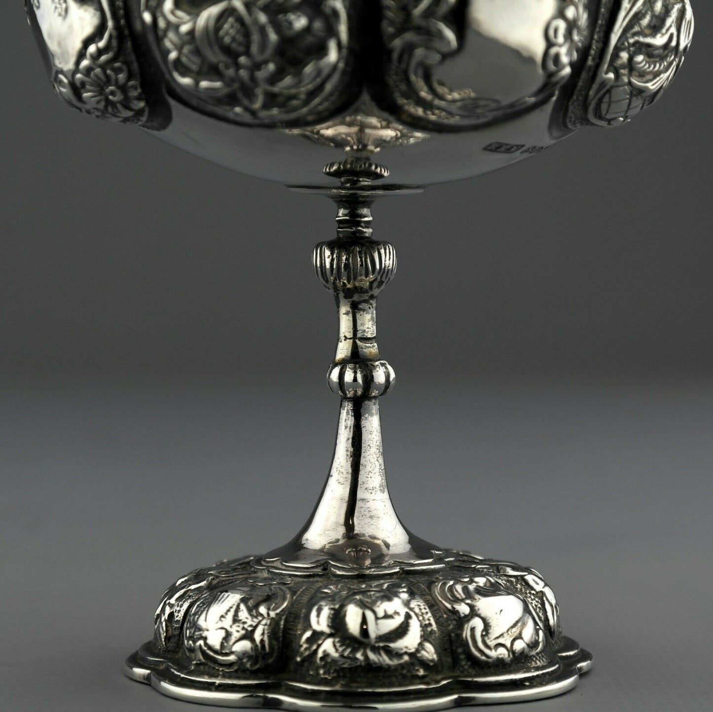 Antique Ornate Solid Sterling Silver Goblet. Hanau, Ludwig Neresheimer. London.