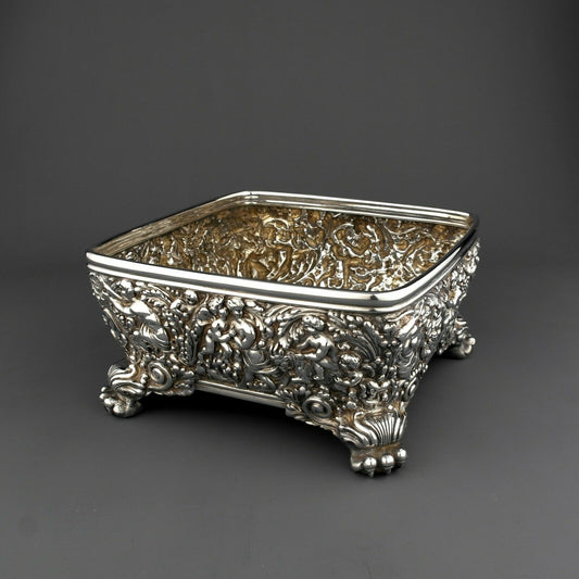 Ornate Antique Tiffany Solid Sterling Silver Bowl. Olympian Pattern. Circa 1880.