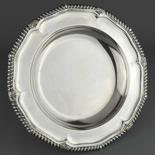 Antique Irish Solid Sterling Silver Plate / Salver / Tray. Dublin, 1879. 666 g.