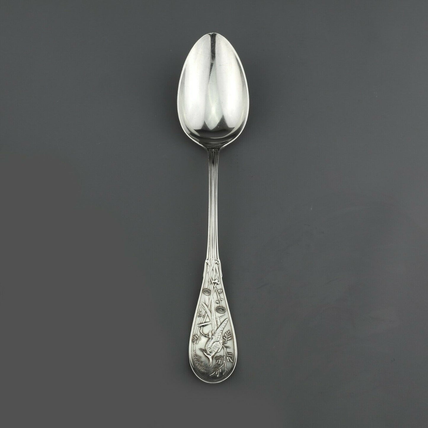 Antique Tiffany Co Japanese Pattern Sterling Silver Large Serving Spoon 8.75" #1