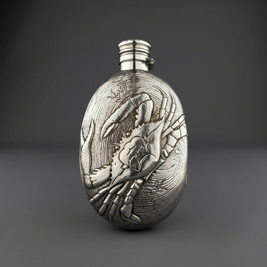 Gorham Novelty Solid Sterling Silver Hip /Liquor Flask, Japanese Aesthetic Style.