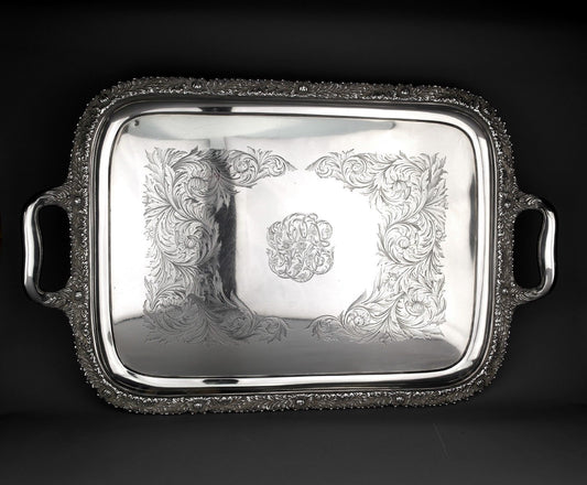 MASSIVE Tiffany & Co. Solid Sterling Silver Chrysanthemum Tray / Salver 212 OZT