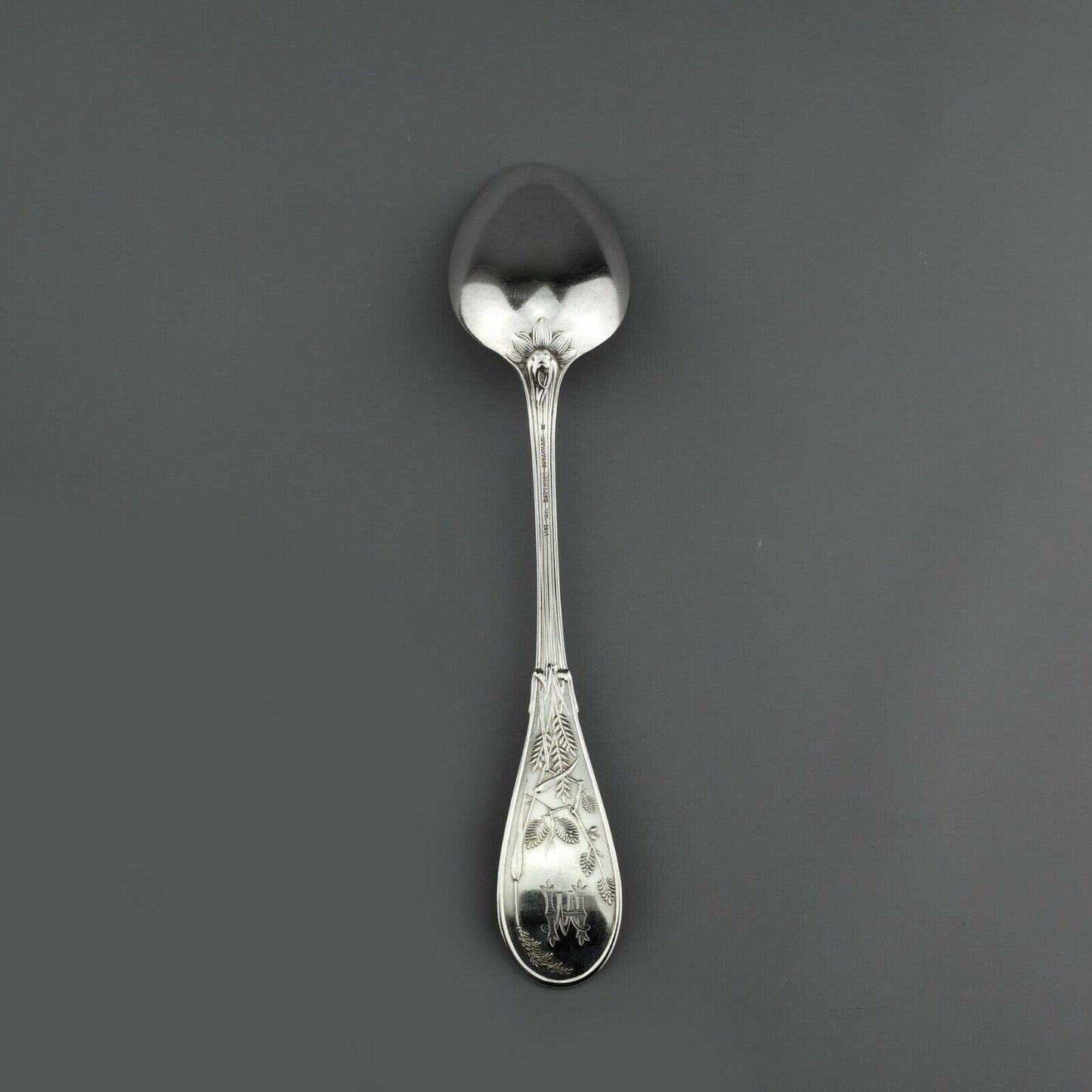 Antique Tiffany Co Japanese Pattern Sterling Silver Large Serving Spoon 8.75" #2