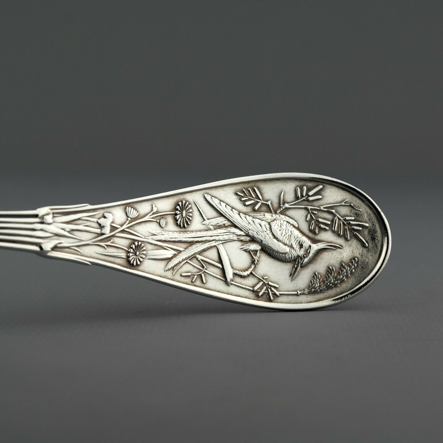 Antique Tiffany Co Japanese Pattern Sterling Silver Large Serving Spoon 8.75" #1