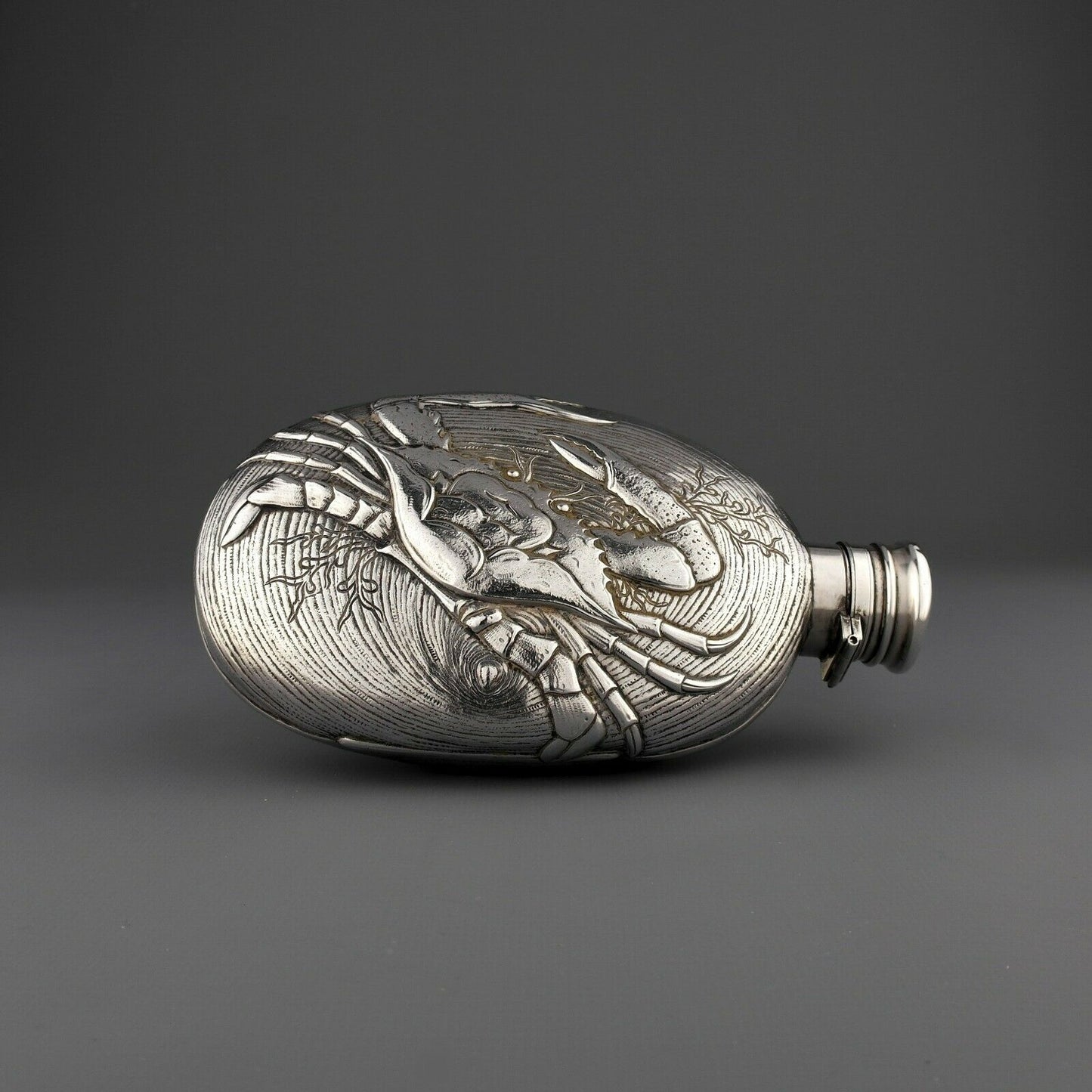 Gorham Novelty Solid Sterling Silver Hip /Liquor Flask, Japanese Aesthetic Style.