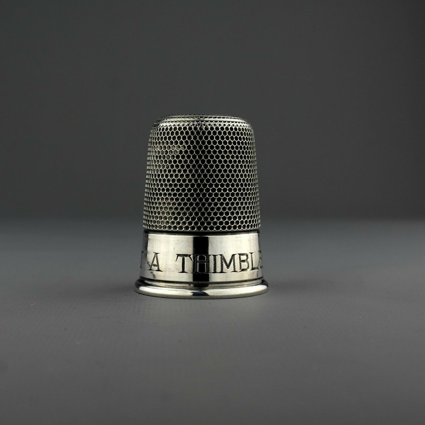 Antique Novelty Solid Sterling Silver JUST A THIMBLE FULL Spirit Measure - 1903