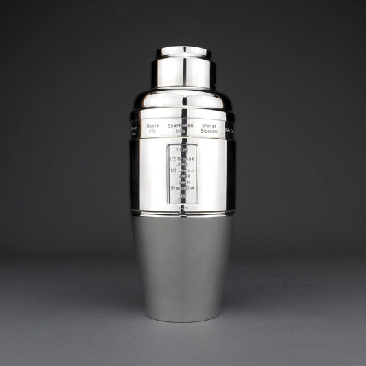 RARE Art Deco SOLID SILVER Recipe Cocktail Shaker, Large & Heavy, 635g