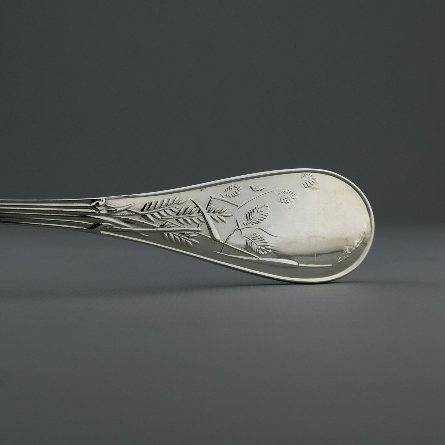 Tiffany Japanese style Audubon Pattern Sterling Silver Serving Spoon and Fork #2