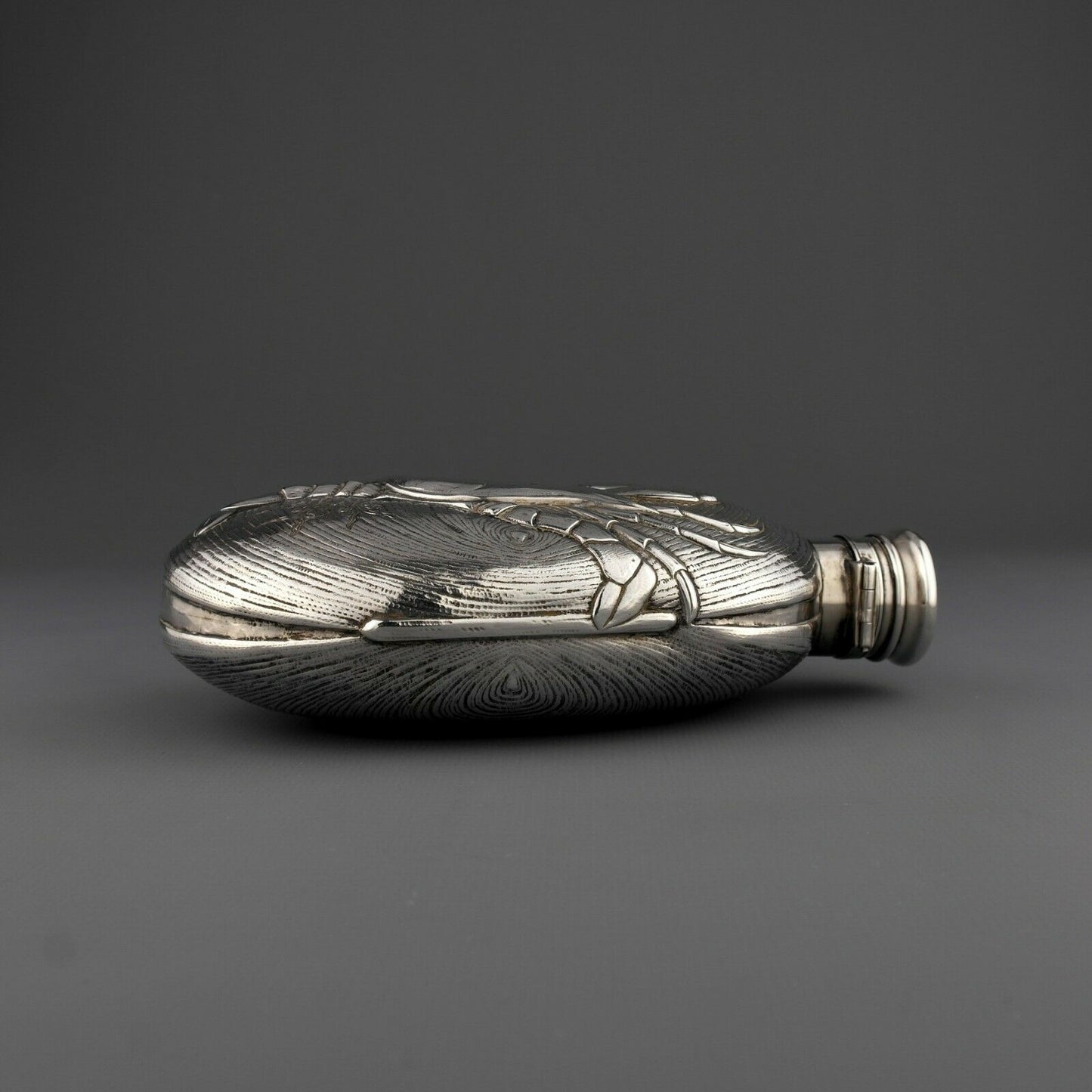 Gorham Novelty Solid Sterling Silver Hip /Liquor Flask, Japanese Aesthetic Style.