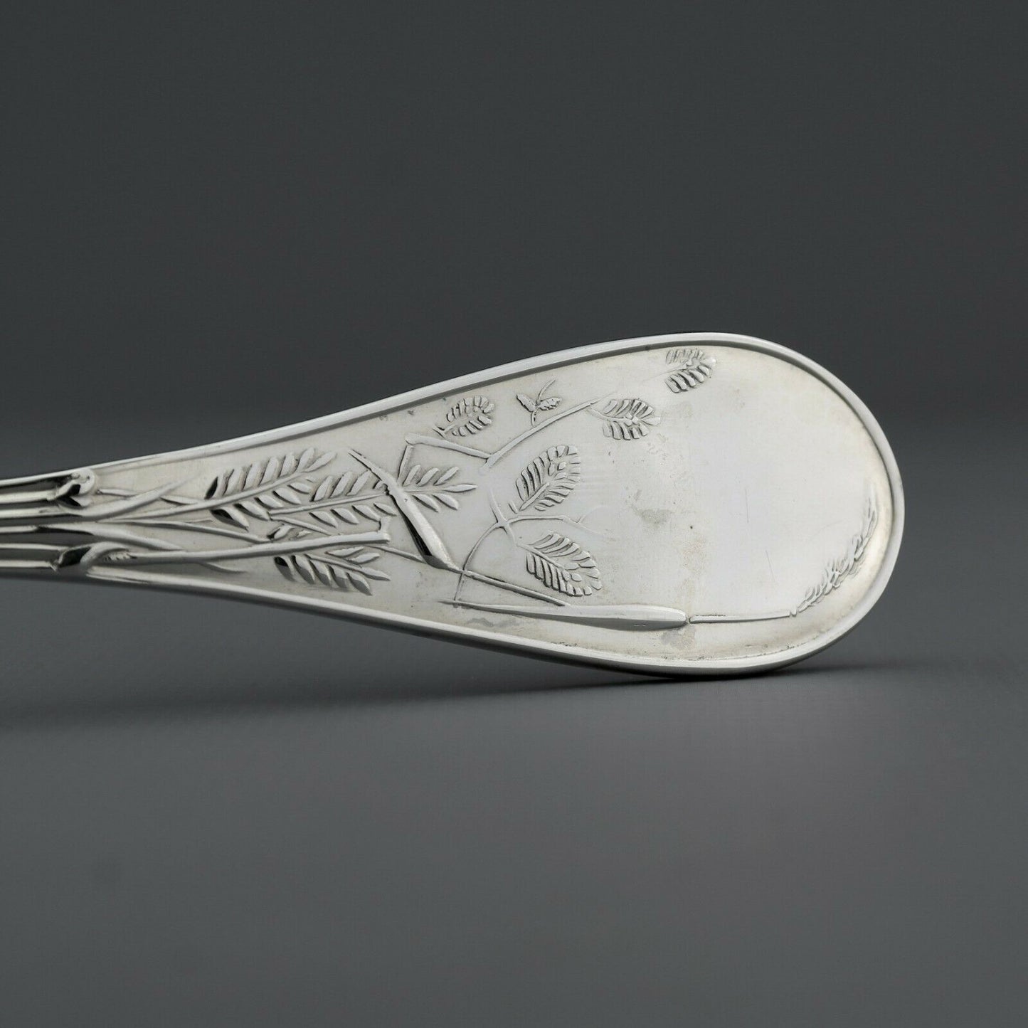 Tiffany Japanese style Audubon Pattern Sterling Silver Serving Spoon and Fork #1