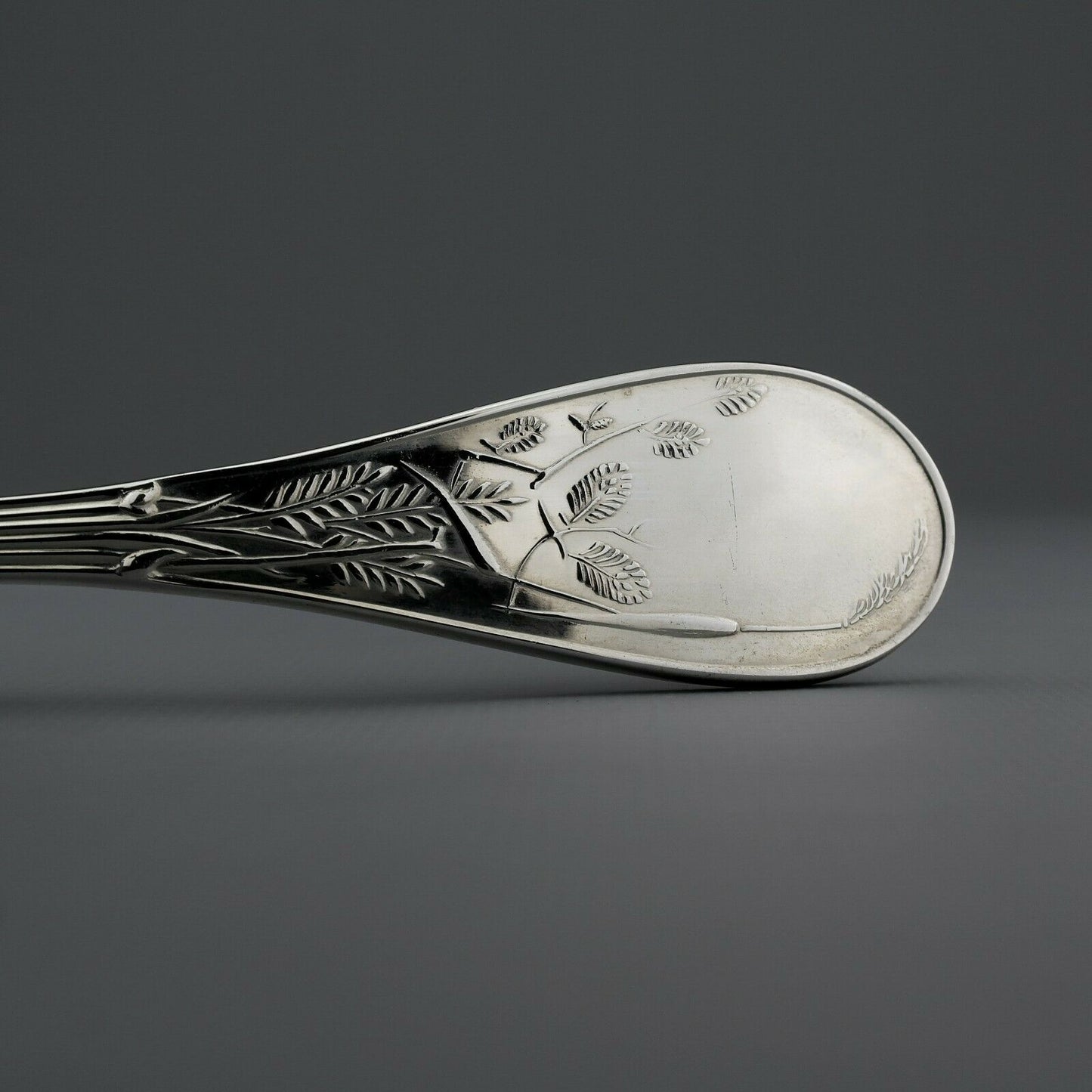 Tiffany Japanese style Audubon Pattern Sterling Silver Serving Spoon and Fork #2