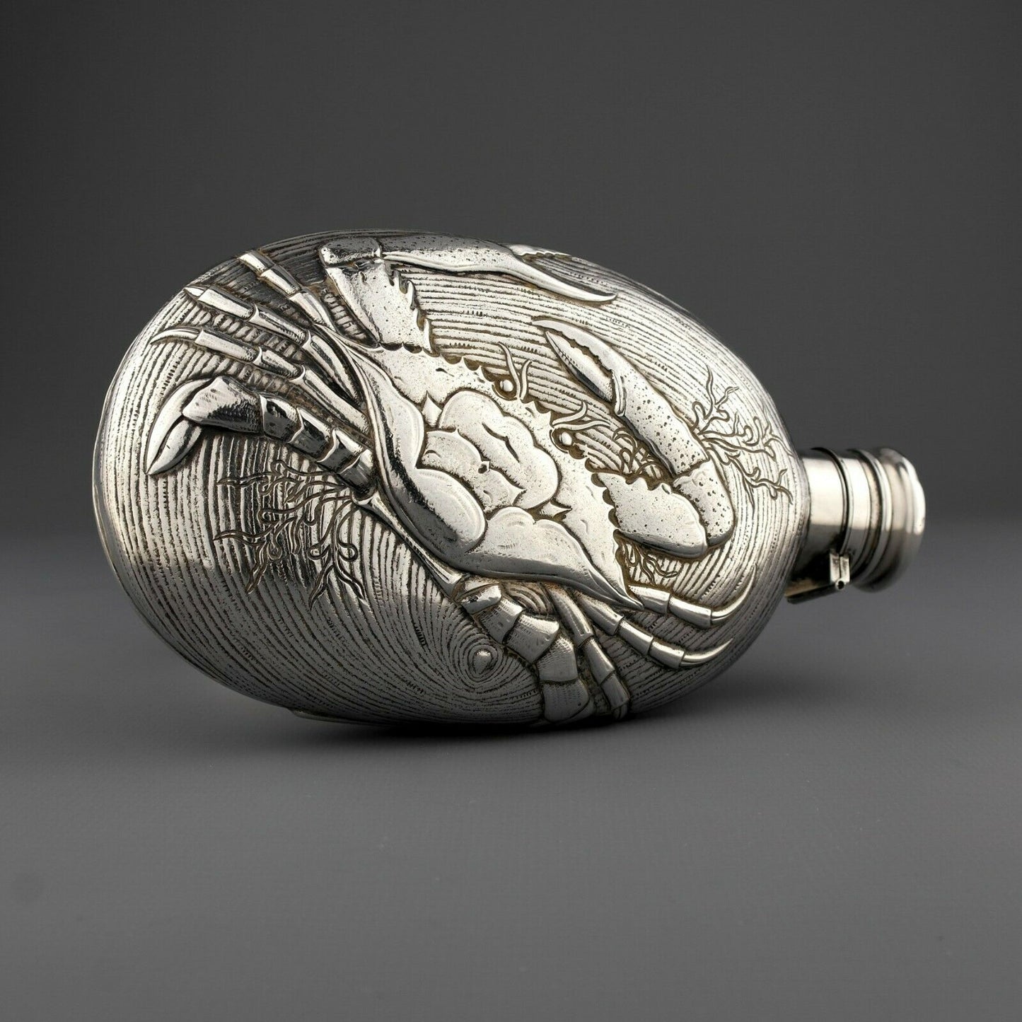 Gorham Novelty Solid Sterling Silver Hip /Liquor Flask, Japanese Aesthetic Style.