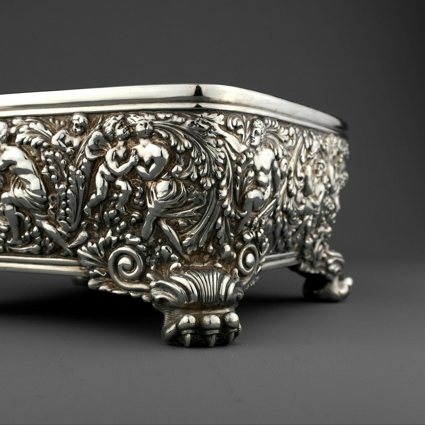 Ornate Antique Tiffany Solid Sterling Silver Bowl. Olympian Pattern. Circa 1880.